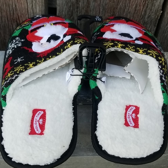 Santa Christmas Knit Mens Slippers - Picture 6 of 9